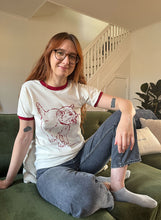 Load image into Gallery viewer, Kitten Screaming Ringer Tee - Red
