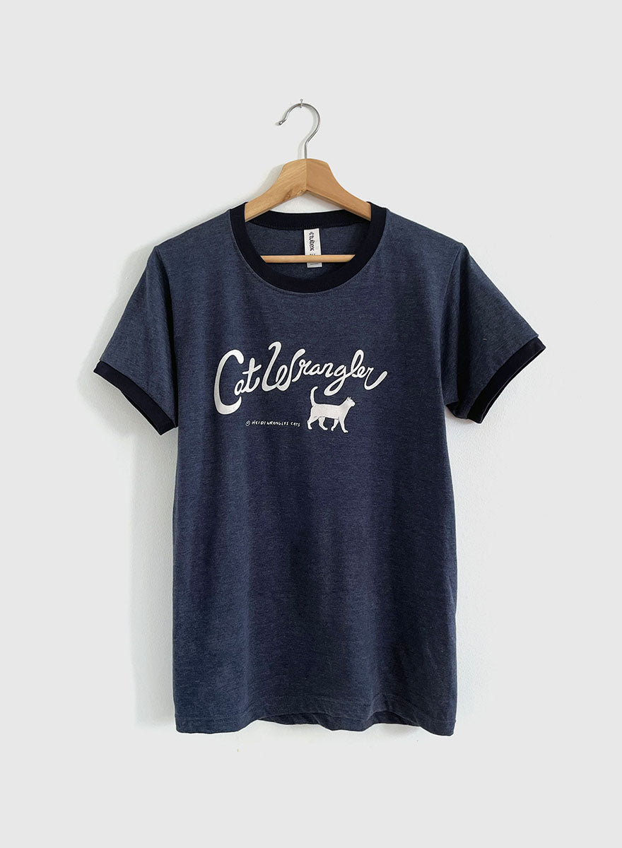 Cat Wrangler Ringer Tee - Navy