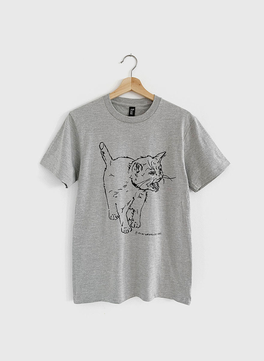 Kitten Screaming T-Shirt - Heather Grey