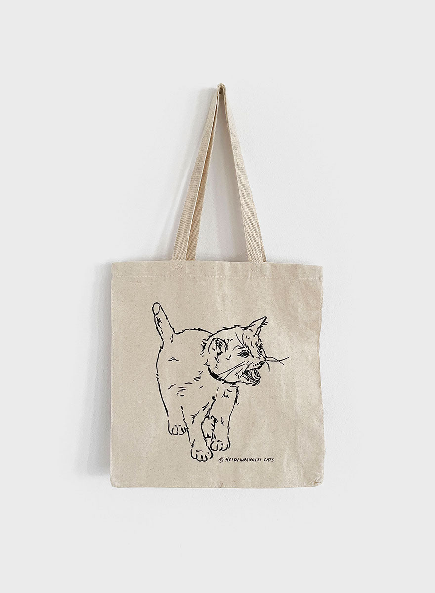 Kitten Screaming Tote - Natural