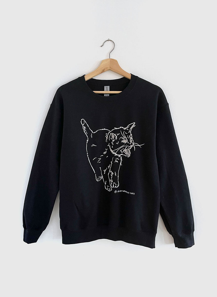 Kitten Screaming Sweatshirt - Black