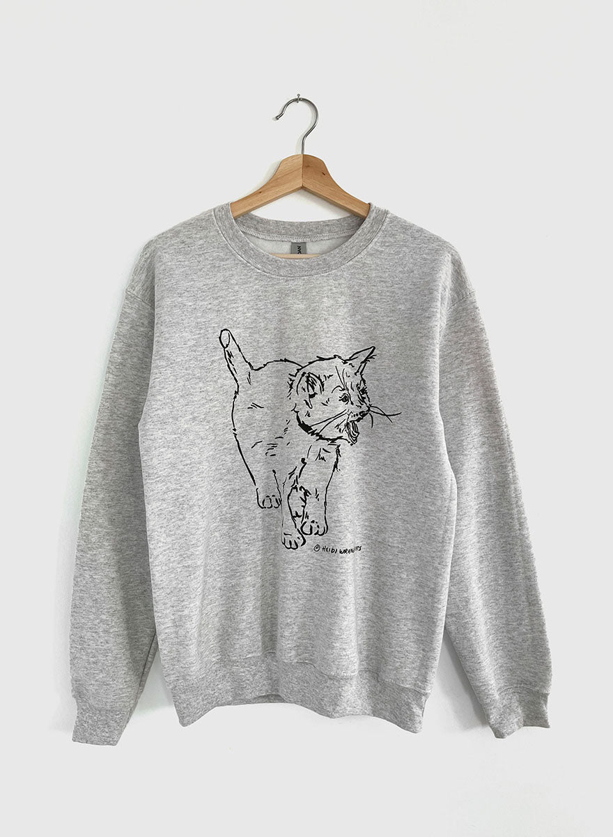 Kitten Screaming Sweatshirt - Heather Grey