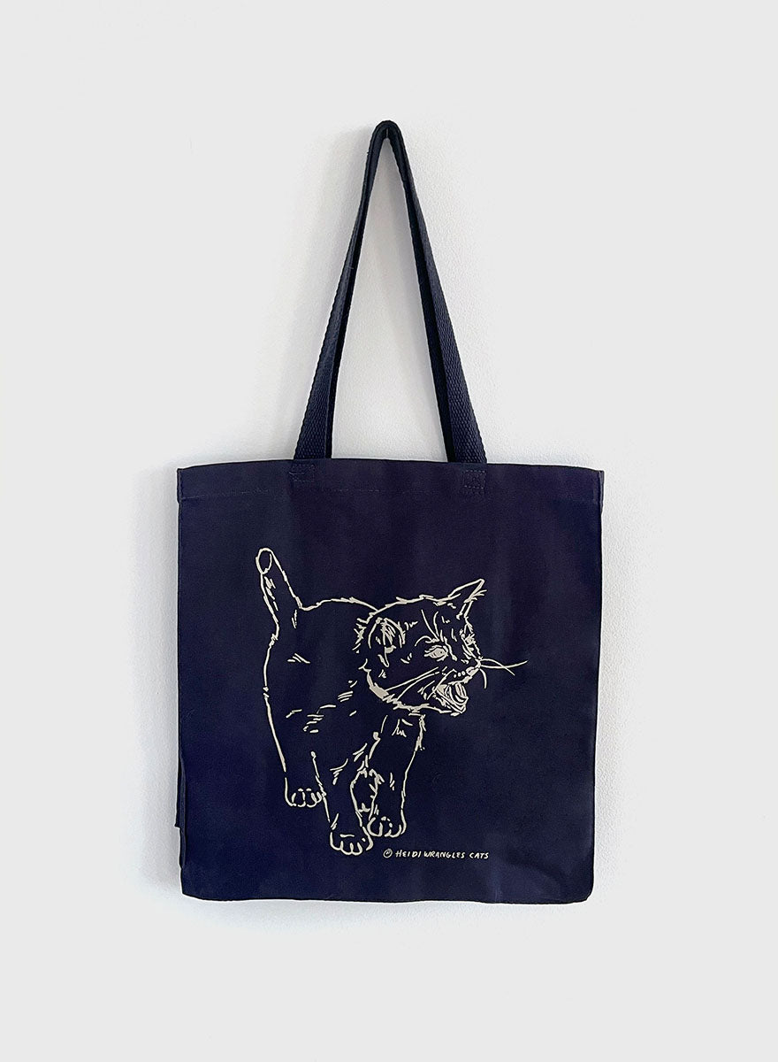 Kitten Screaming Tote - Navy