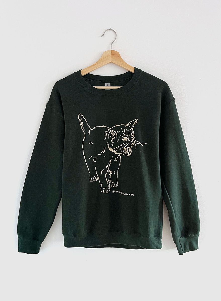 Kitten Screaming Sweatshirt - Forest